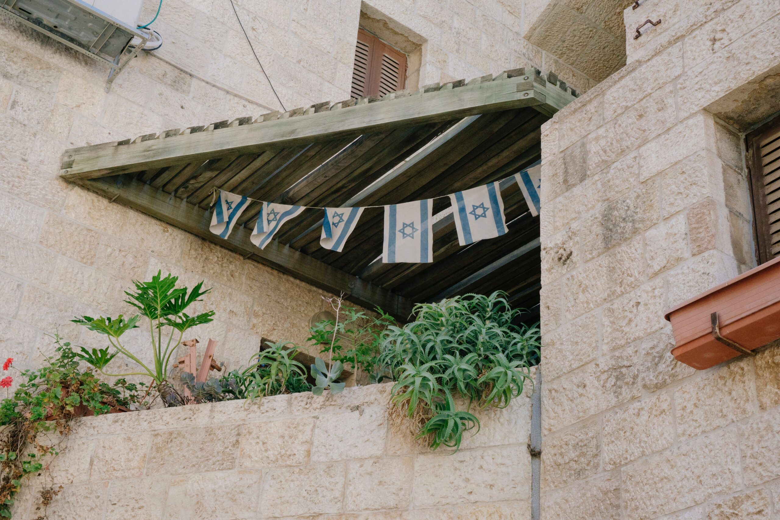 House with Israel flags